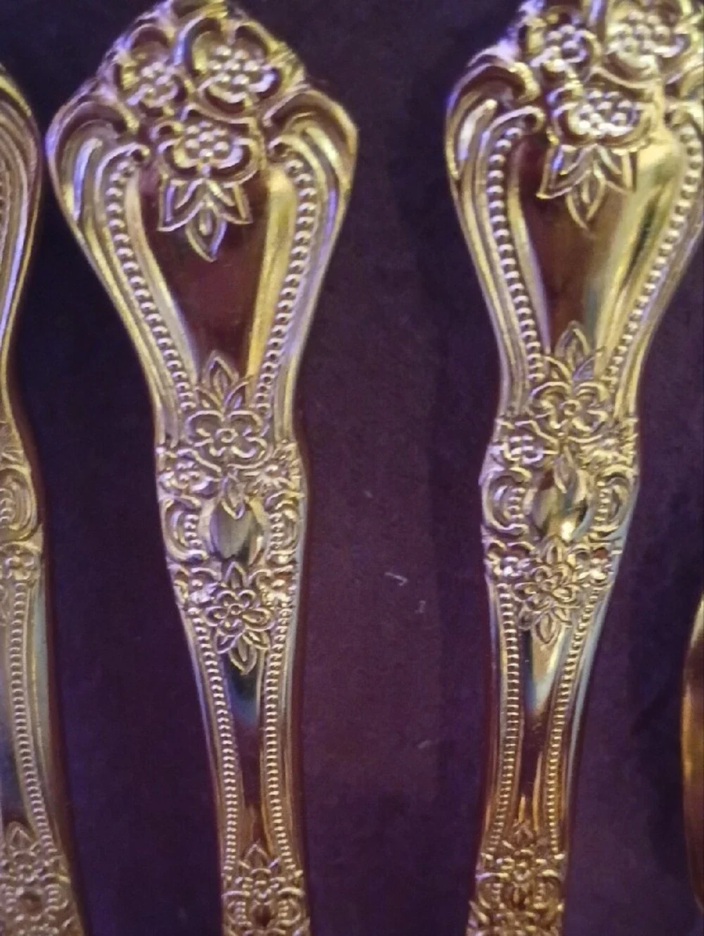 Gold-Tone Ornate Flatware Set - Elegant Serving Spoons and Forks